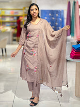 Floral Embroidery & Sequence Detailed Cotton Kurta Set | KIA132