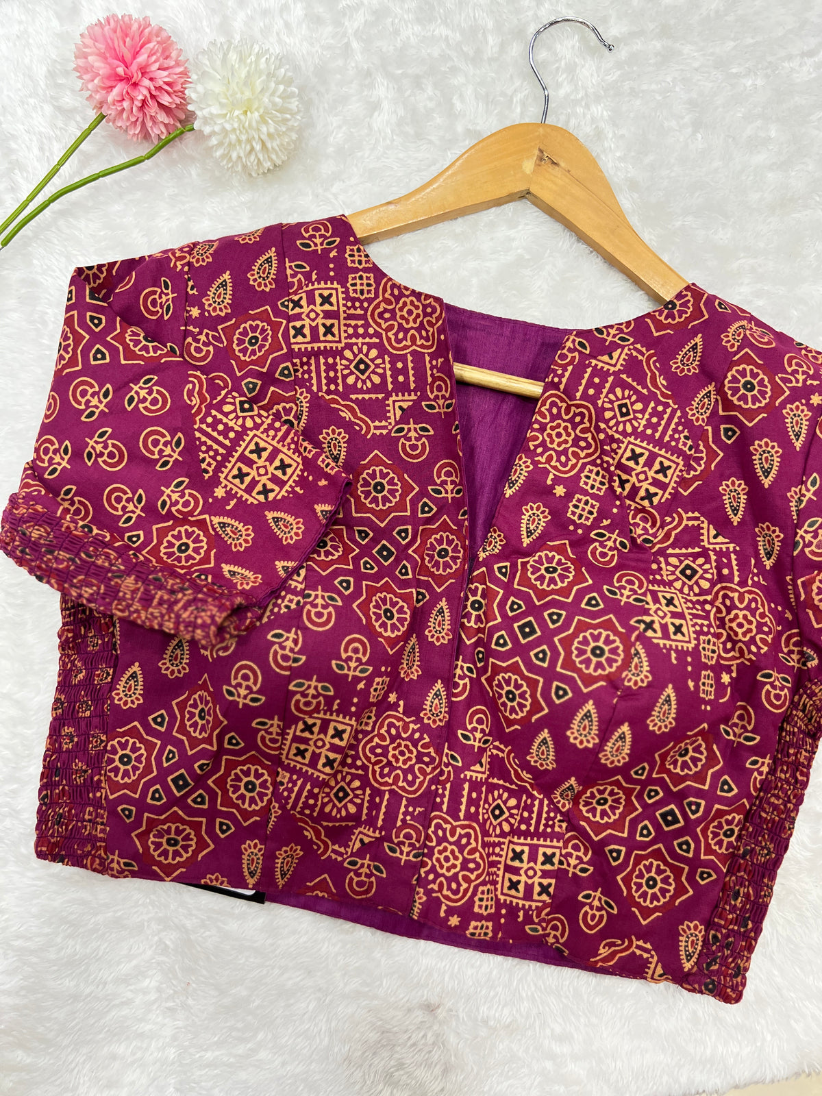 Ajrak Printed Bhagalpuri Slub Cotton Ready-Made Blouse | SAA115