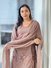 Floral Embroidery & Sequence Detailed Cotton Kurta Set | KIA132