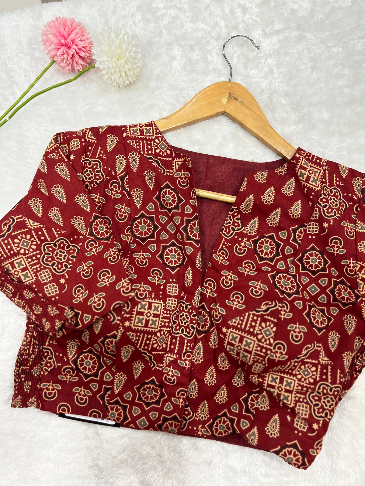 Ajrak Printed Bhagalpuri Slub Cotton Ready-Made Blouse | SAA114