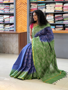 Contrast Color Bhagalpuri Linen Saree | US187