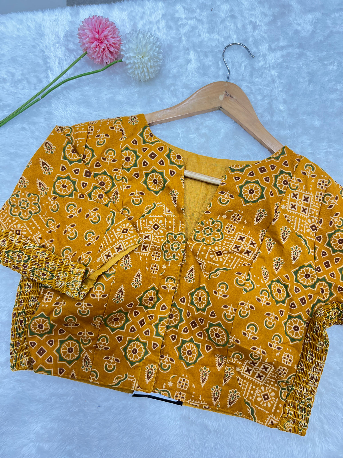 Ajrak Printed Bhagalpuri Slub Cotton Ready-Made Blouse | SAA117