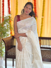 Thread Weaving Bhagalpuri Linen Saree | NHH498