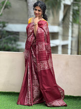 Batik Print With Kesiya Weaving Bhagalpuri Linen Saree | US164