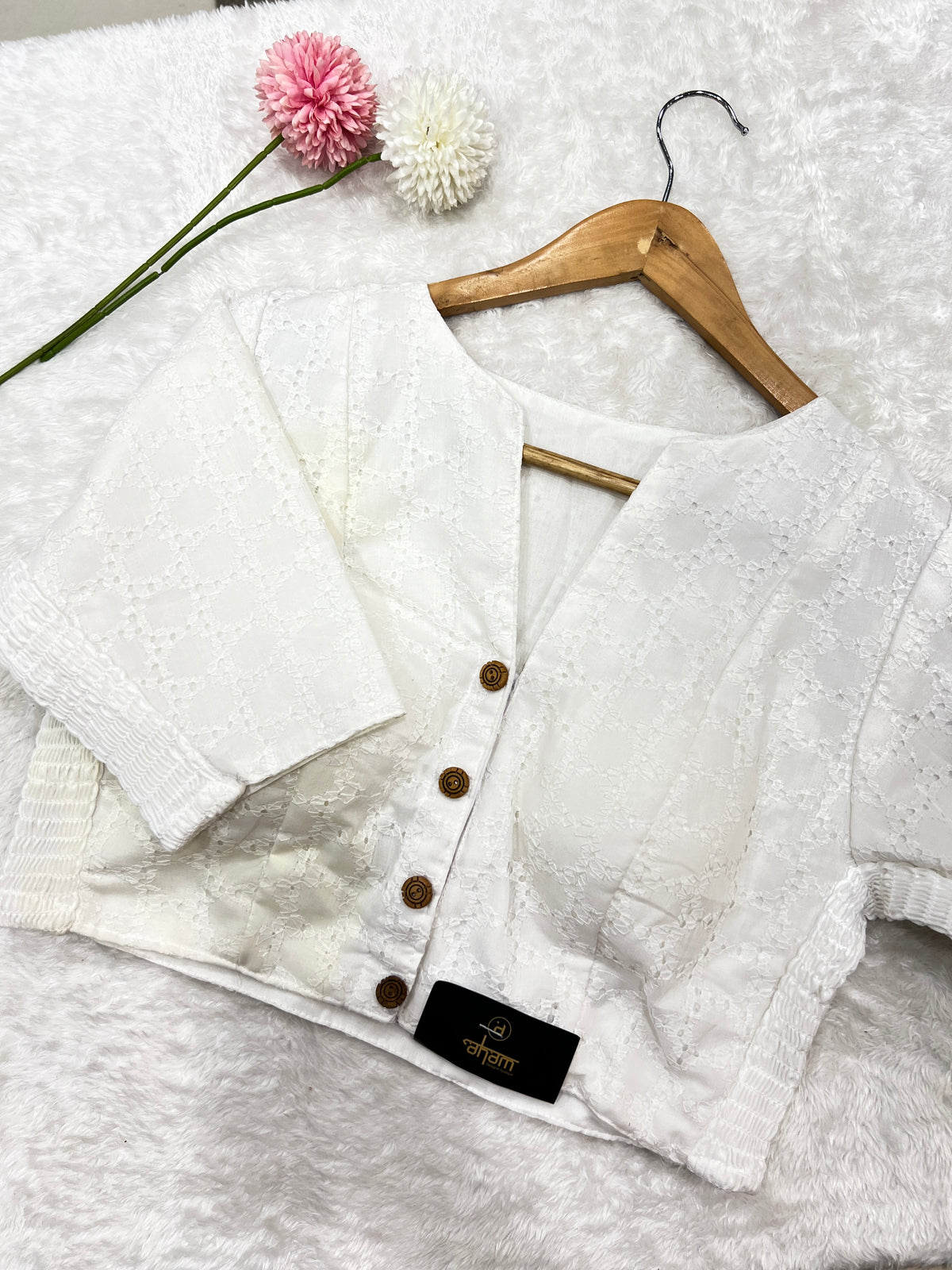 Hakoba Embroidered Bhagalpuri Slub Cotton Ready-Made Blouse | SAA119