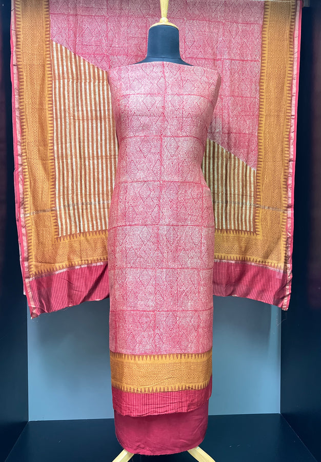 Geometric Patterned Screen Print Chanderi Silk Salwar Set | LV476