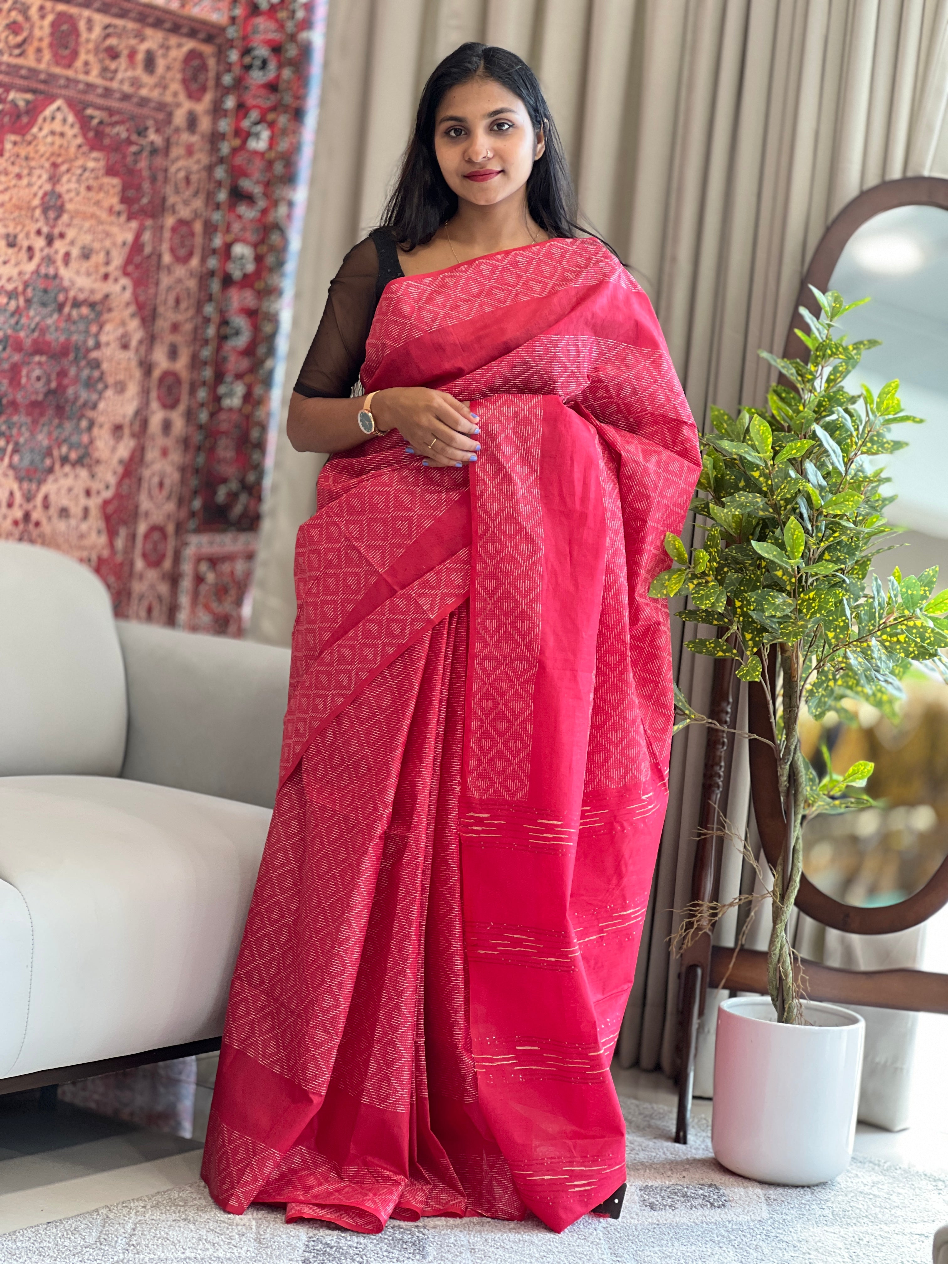 Kantha Weaved Bhagalpuri Linen Saree | DLS283
