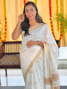 Zari Weaved Bhagalpuri Linen Saree | NHH495