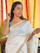 Zari Weaved Bhagalpuri Linen Saree | NHH495