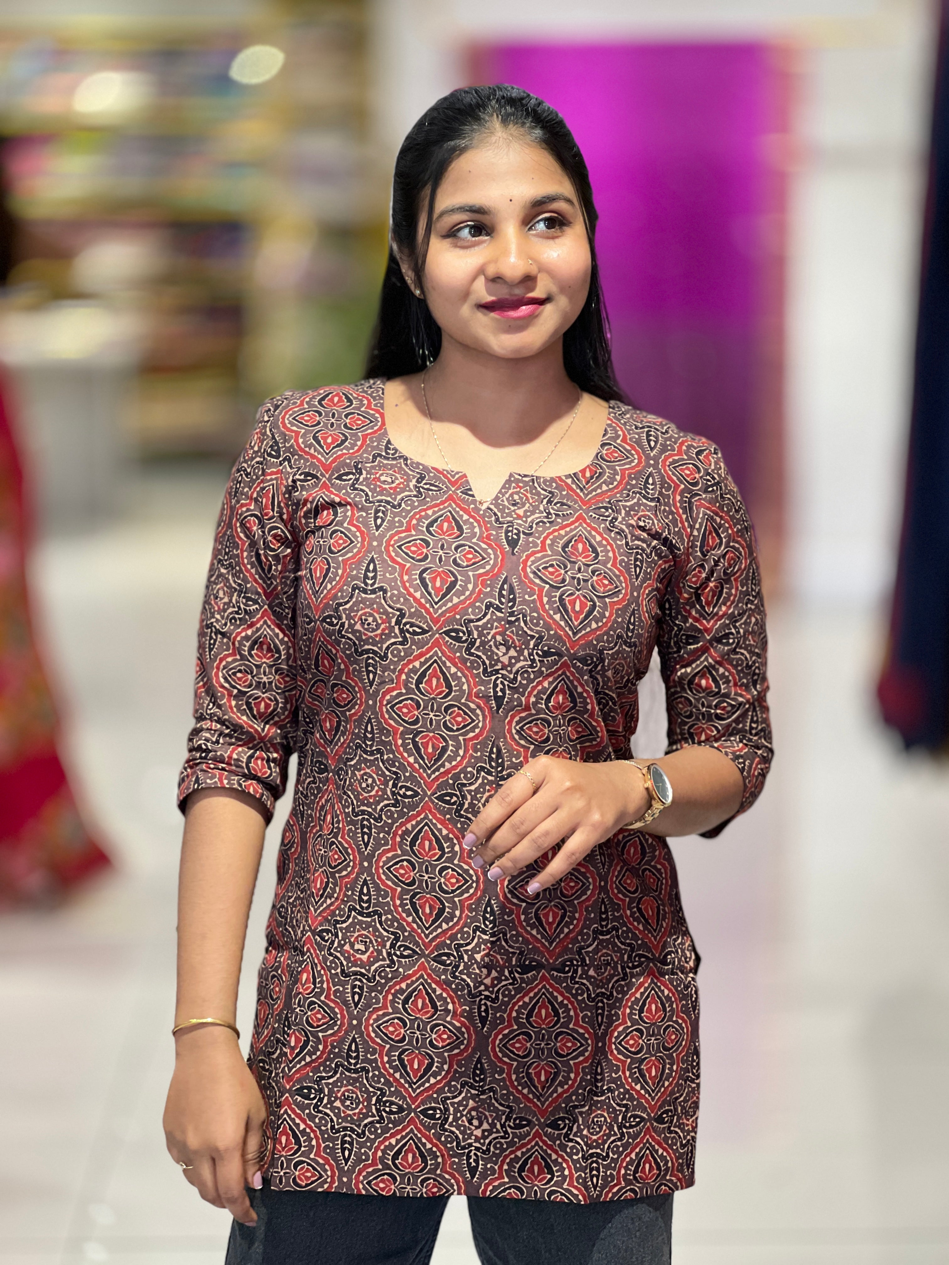 Printed Cotton Short Kurta | DNT921