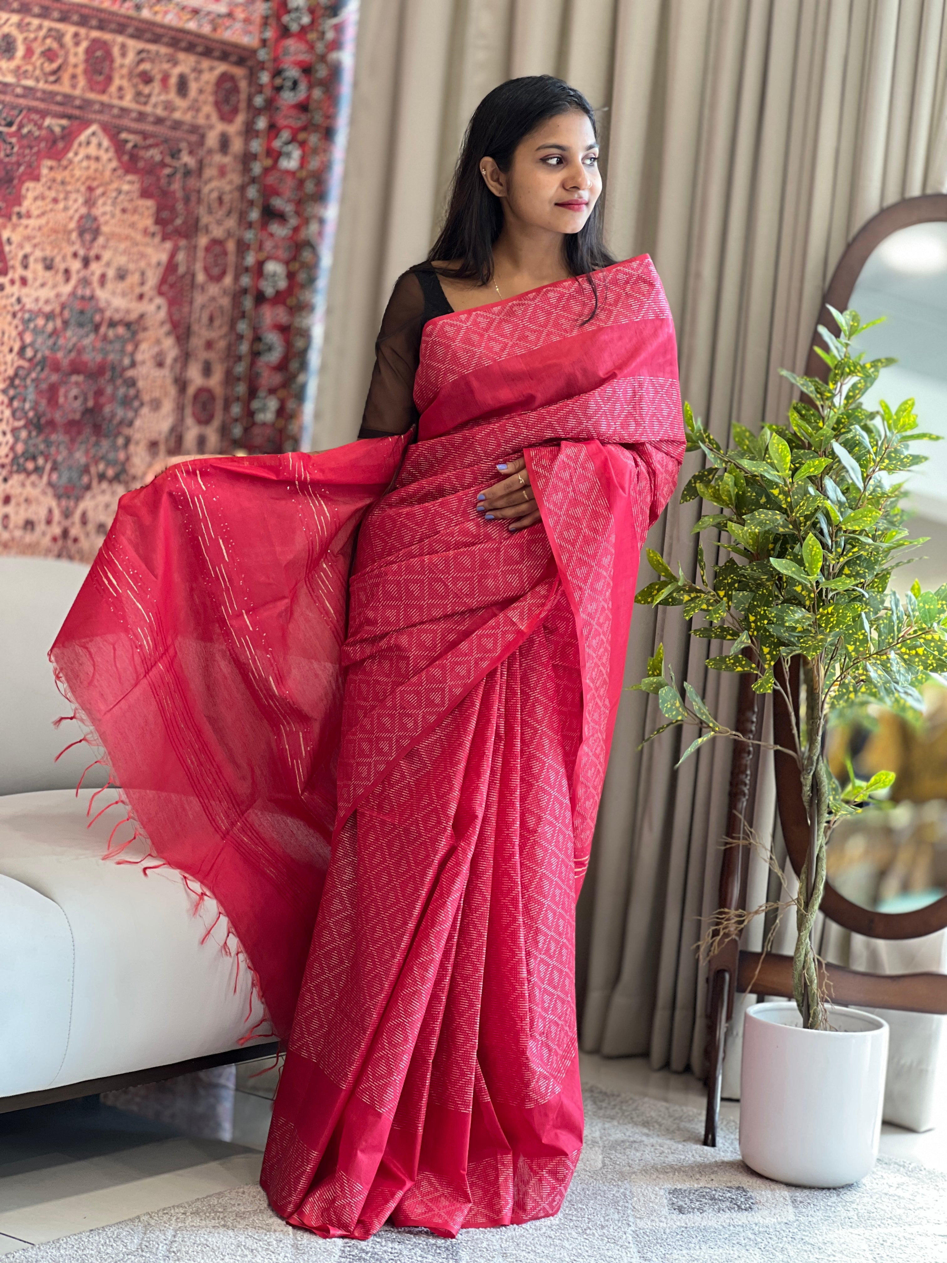 Kantha Weaved Bhagalpuri Linen Saree | DLS283