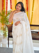 Thread Weaved Bhagalpuri Linen Saree | NHH500