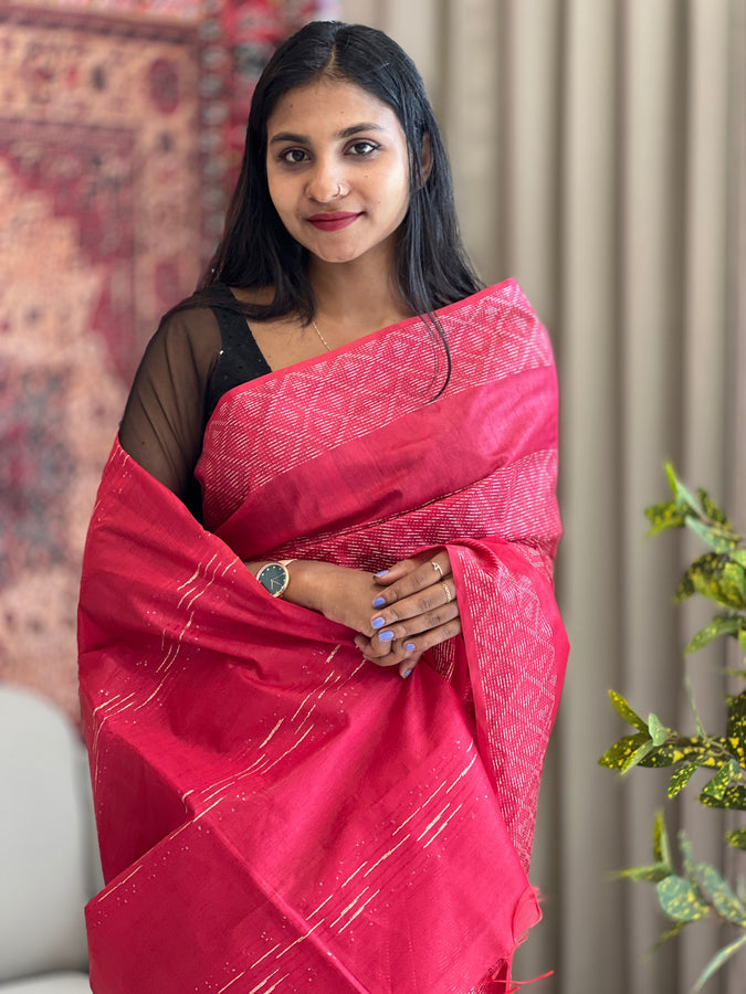 Kantha Weaved Bhagalpuri Linen Saree | DLS283