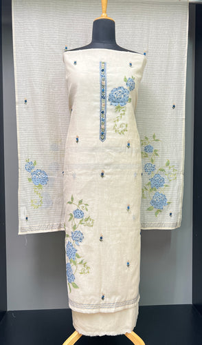 Jamdani Weaving Embroidery Pure Chanderi Salwar Set | LV482