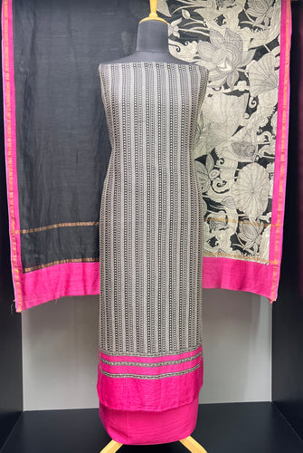 Screen Printed Stripe Patterned Pure Chanderi Salwar Set | LV483