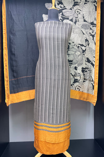 Screen Printed Stripe Patterned Pure Chanderi Salwar Set | LV486