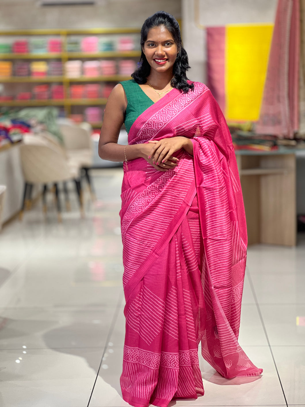 Block Printed Silky Kota Saree | SSN161