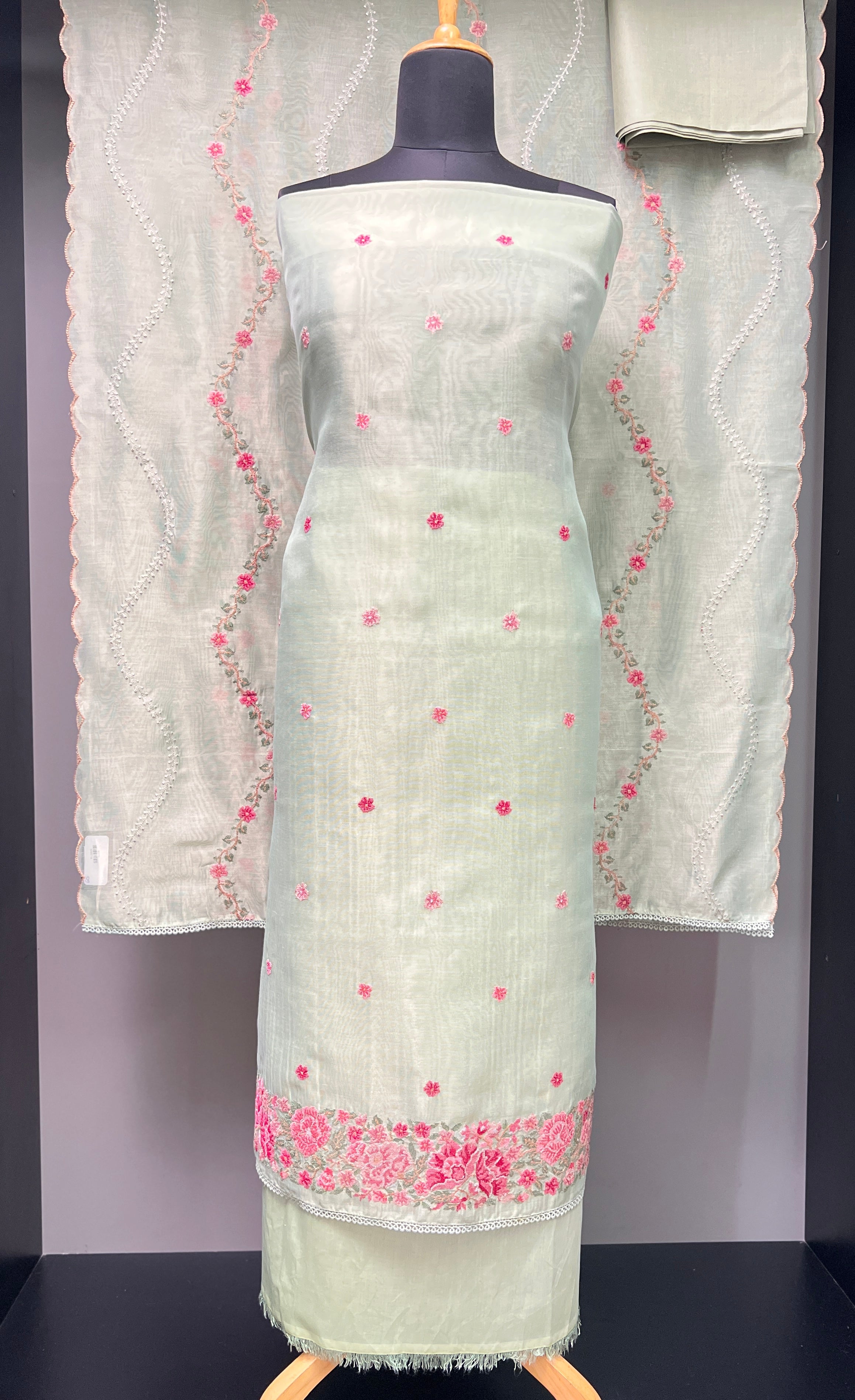 Cross Stitch Embroidery Patterned Organza Salwar Set | SUN391
