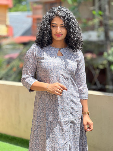 Angrakha Patterned Semi Silk Kurta | GHB133