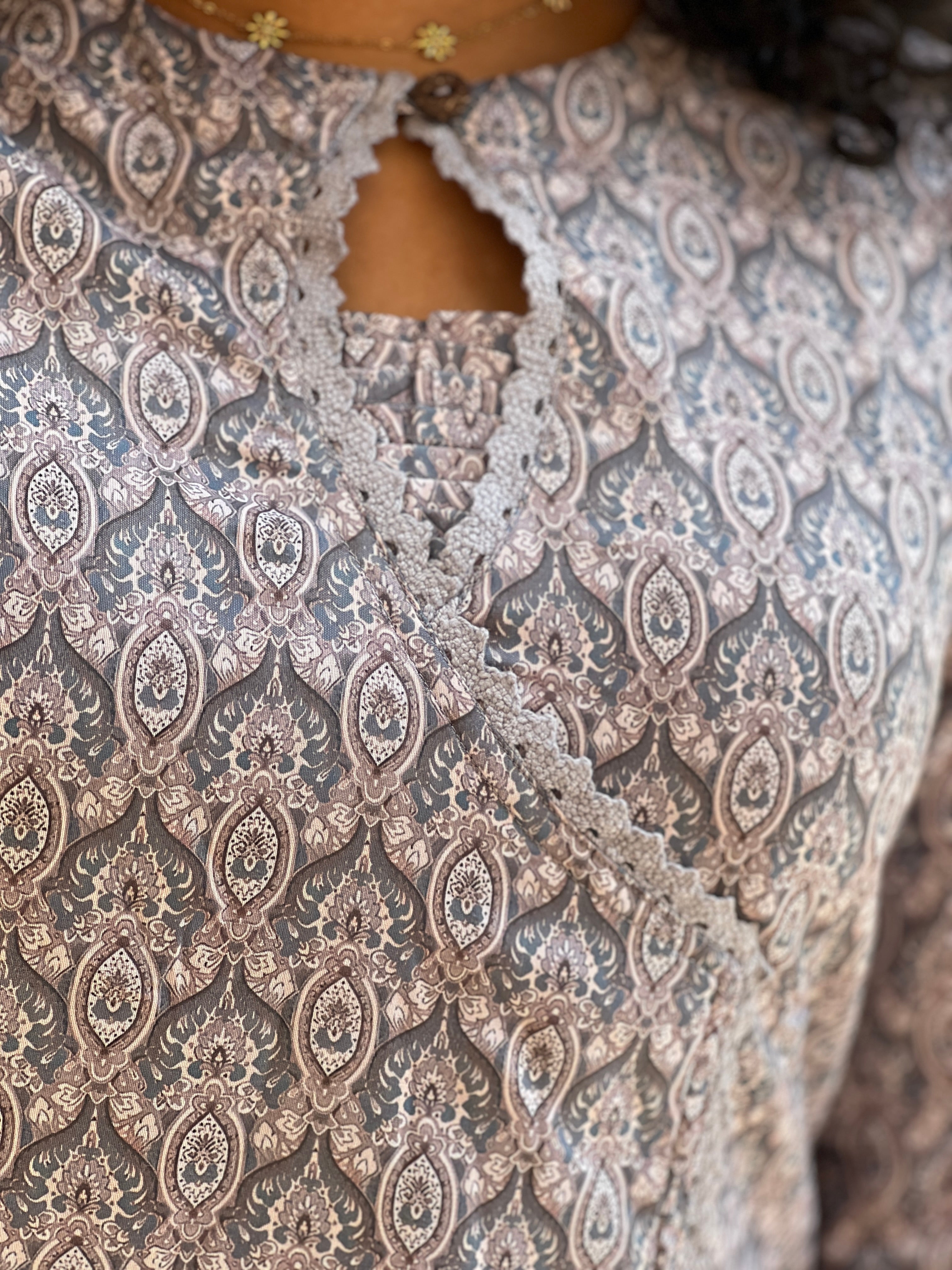 Angrakha Patterned Semi Silk Kurta | GHB133