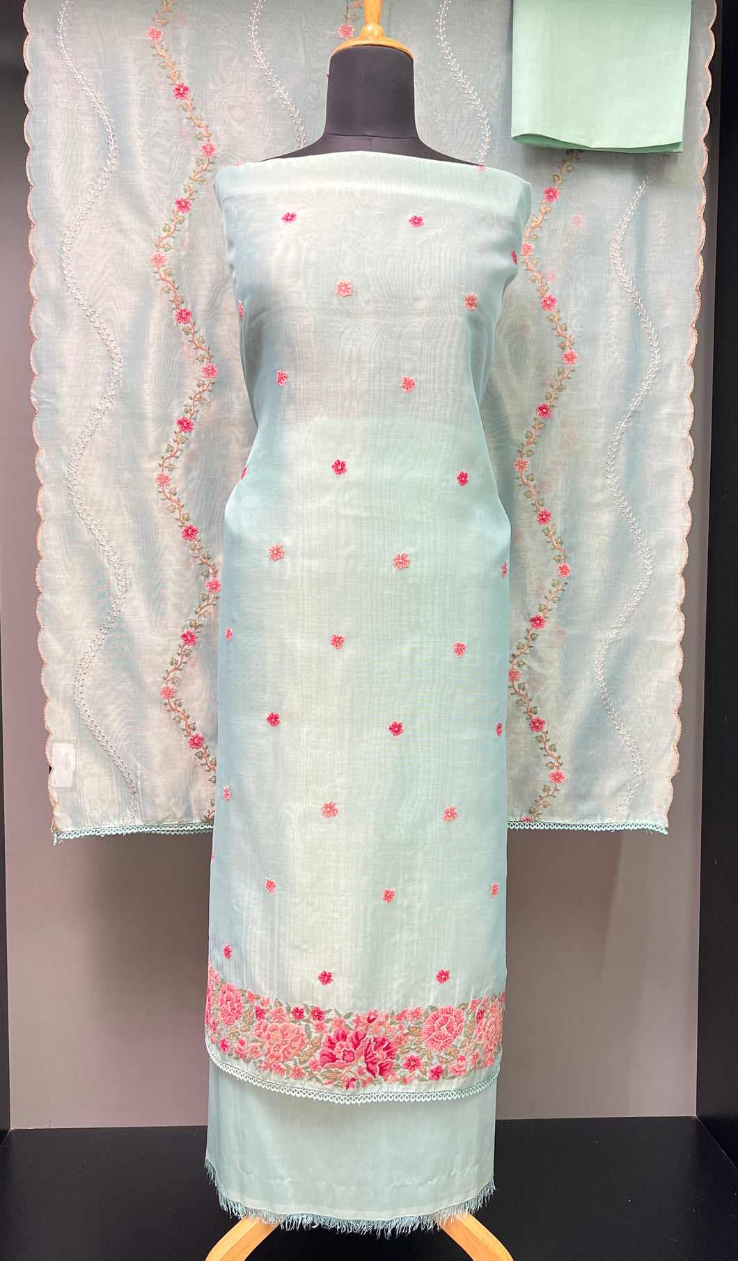 Cross Stitch Embroidery Patterned Organza Salwar Set | SUN390