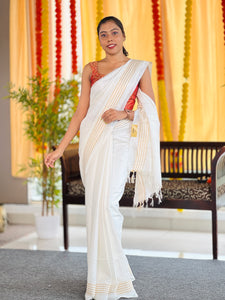 Kesiya Weaving Pattern Bhagalpuri Linen Saree | NHH506