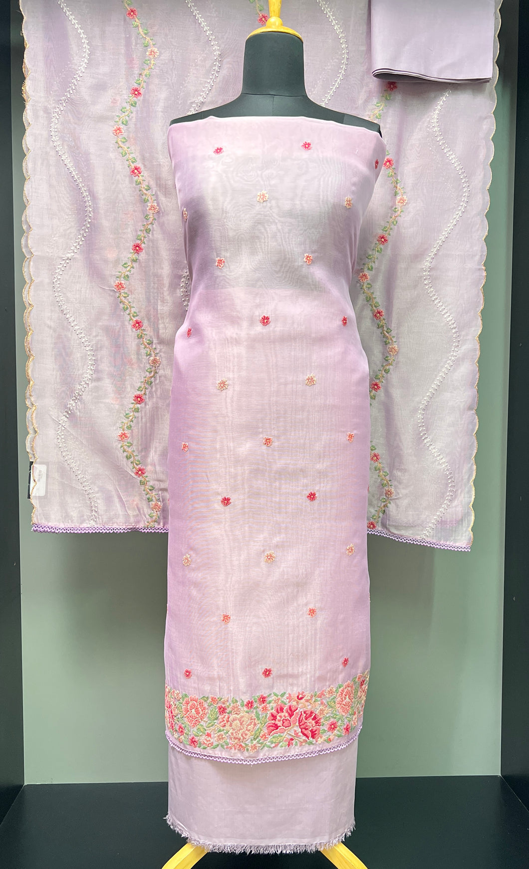 Cross Stitch Embroidery Patterned Organza Salwar Set | SUN389