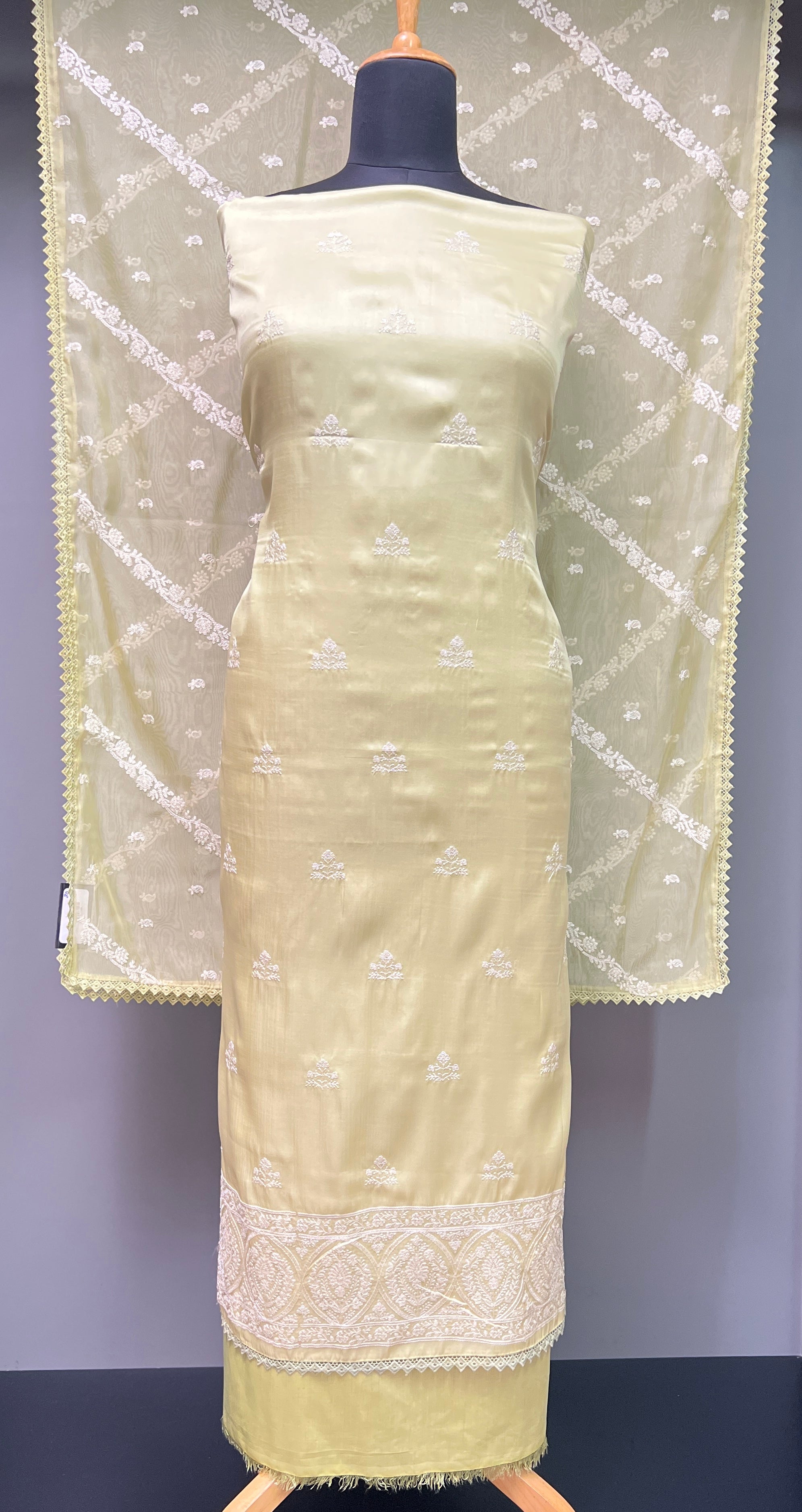 Machine Embroidered Tussar Finish Salwar Set | SUN398