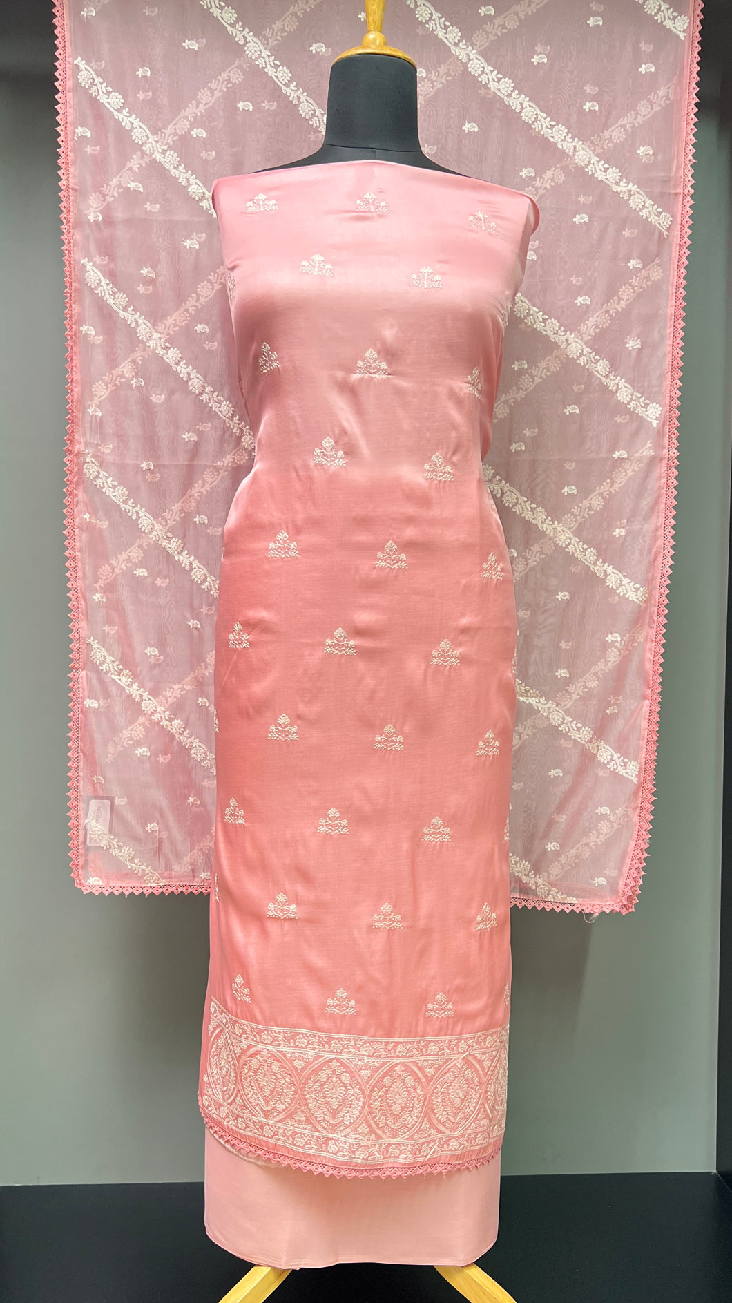 Machine Embroidered Tussar Finish Salwar Set | SUN399
