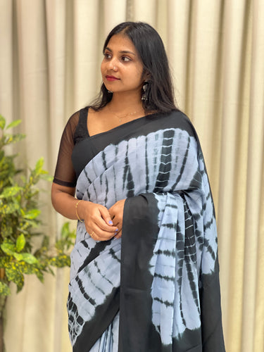 Shibori Tie & Dye Pattern Mul Cotton Saree | RP709