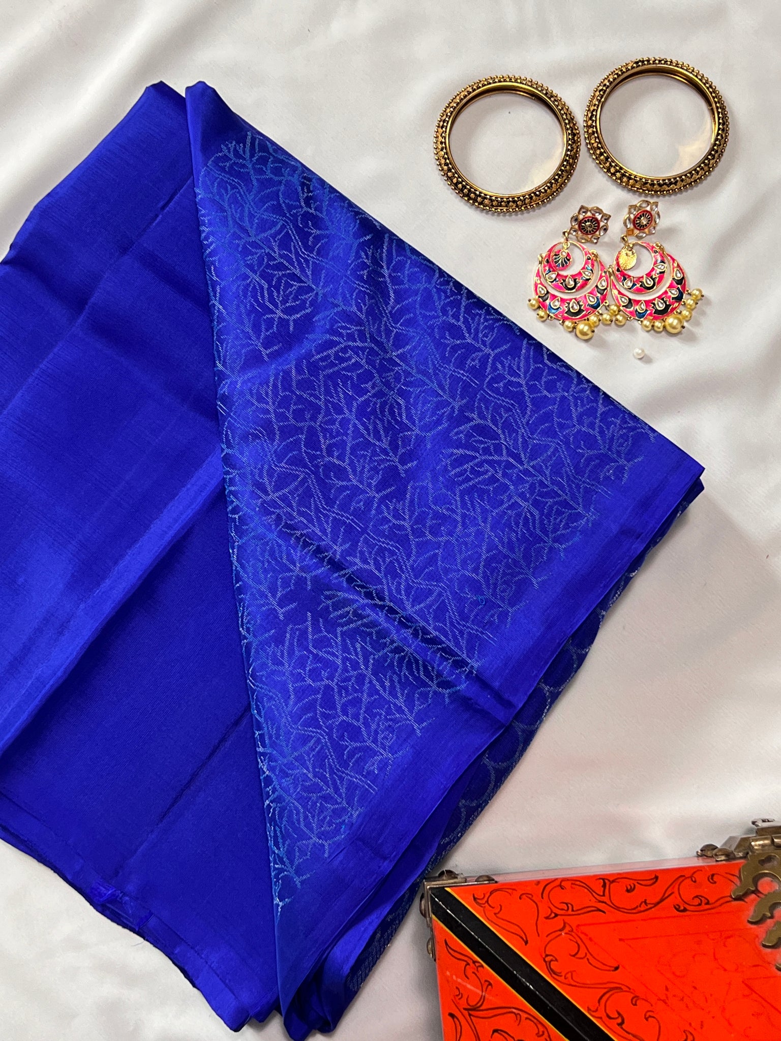 Blue Banarasi Bandhani Pure Georgette Neemzari Saree - Buy Now