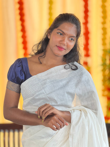 Kesiya Weaving Pattern Bhagalpuri Linen Saree | NHH503