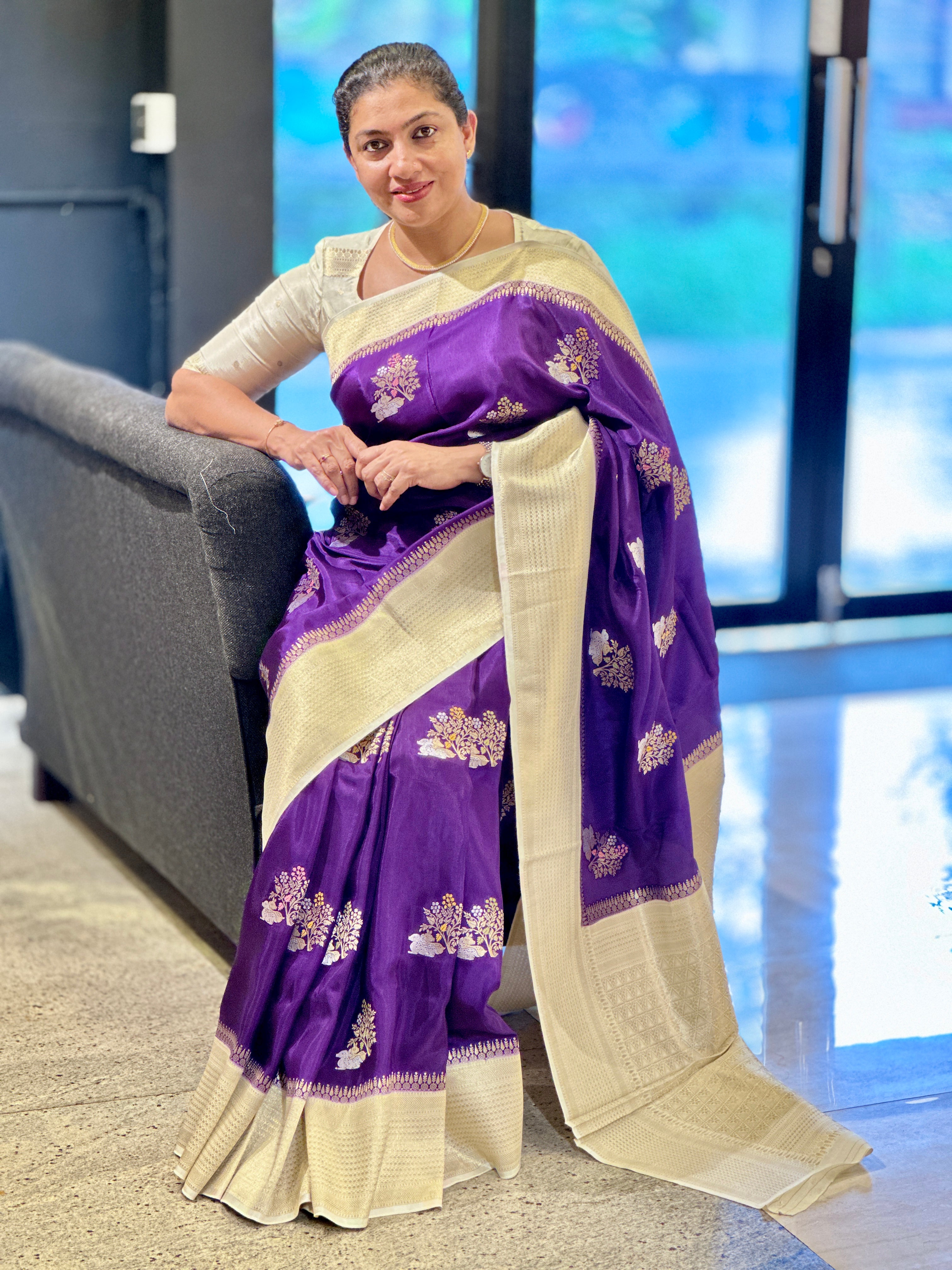 Meenakari Woven Kathan Silk Banarasi Saree | NN412