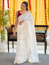 Zari Weaving Pattern Bhagalpuri Linen Saree | NHH507