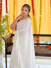 Zari Weaving Pattern Bhagalpuri Linen Saree | NHH507