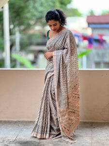 Printed Design  Embroidery Pallu Semi Silk | KSD103