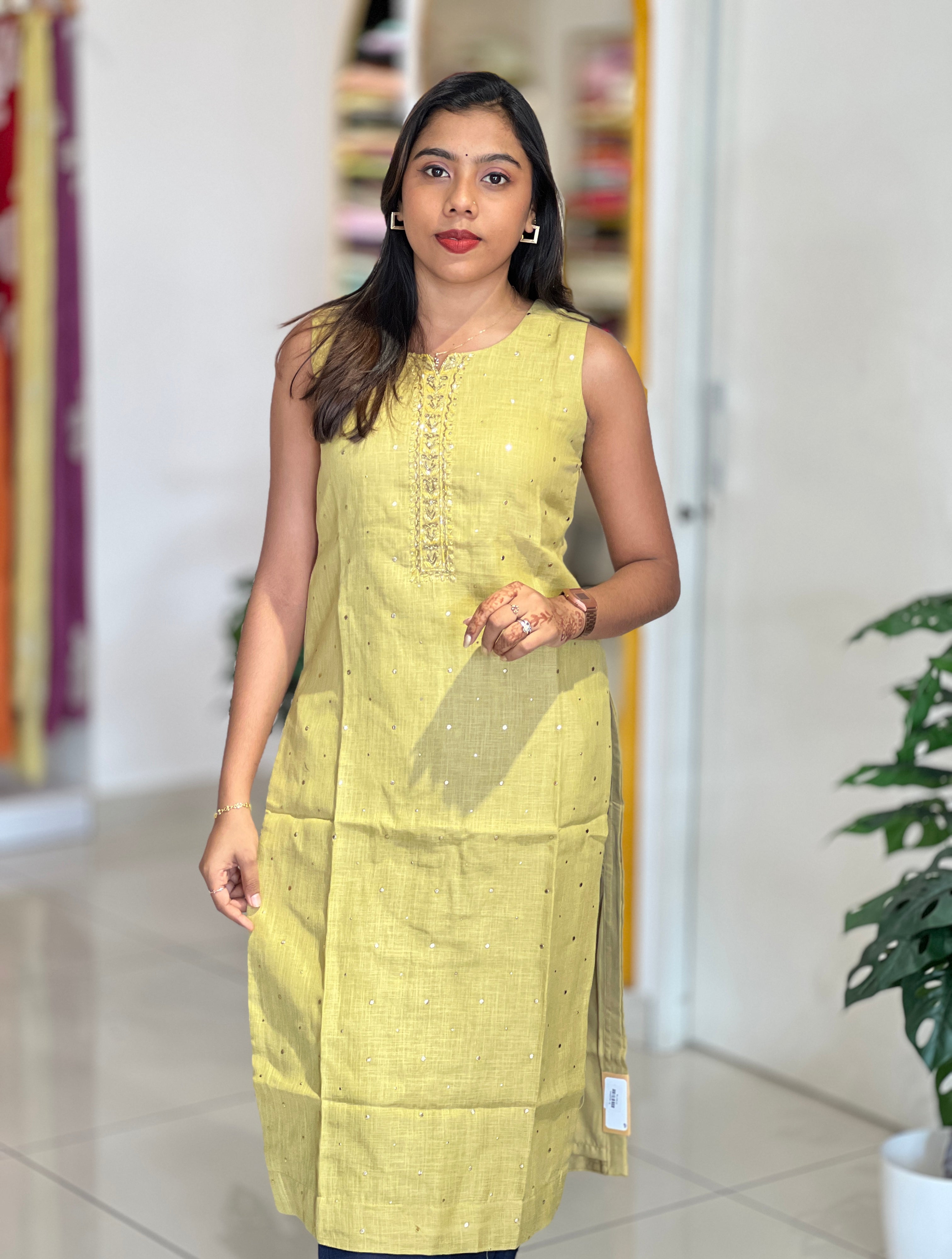 Handwork Detailed Linen Cotton Kurta  | NAI207