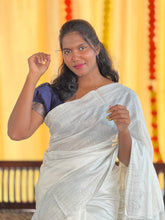 Zari Weaving Pattern Bhagalpuri Linen Saree | NHH497