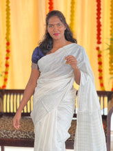Zari Weaving Pattern Bhagalpuri Linen Saree | NHH497
