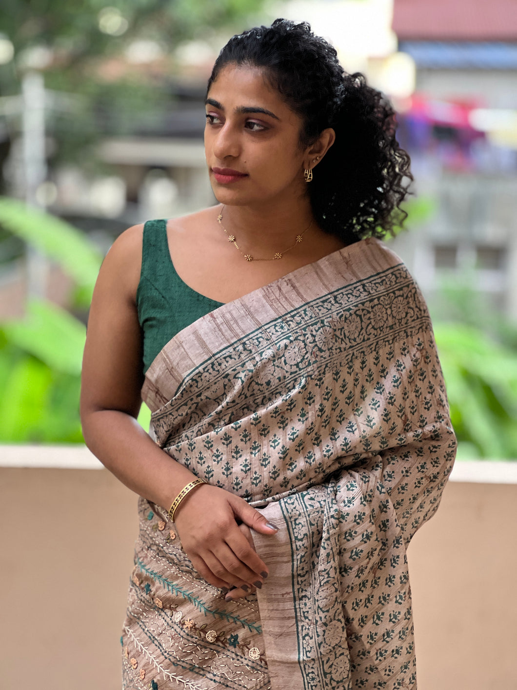 Printed Design  Embroidery Pallu Semi Silk | KSD103