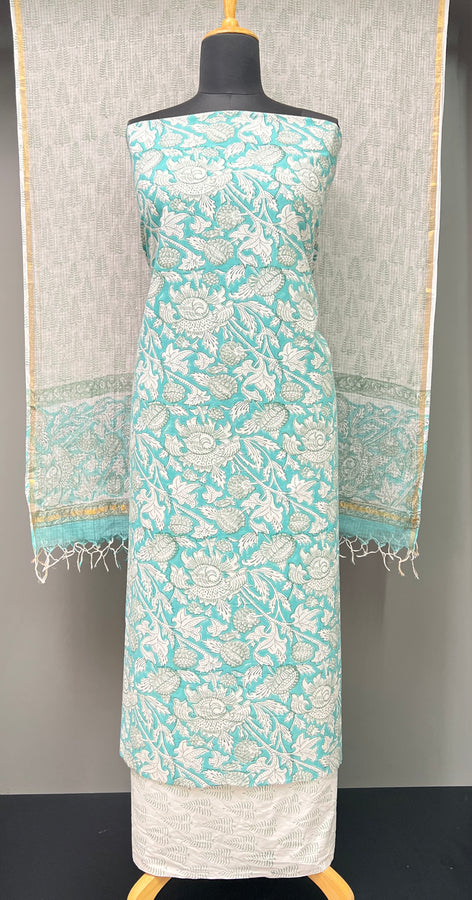 Floral Block Printed Cotton Kurta Set | JKL553