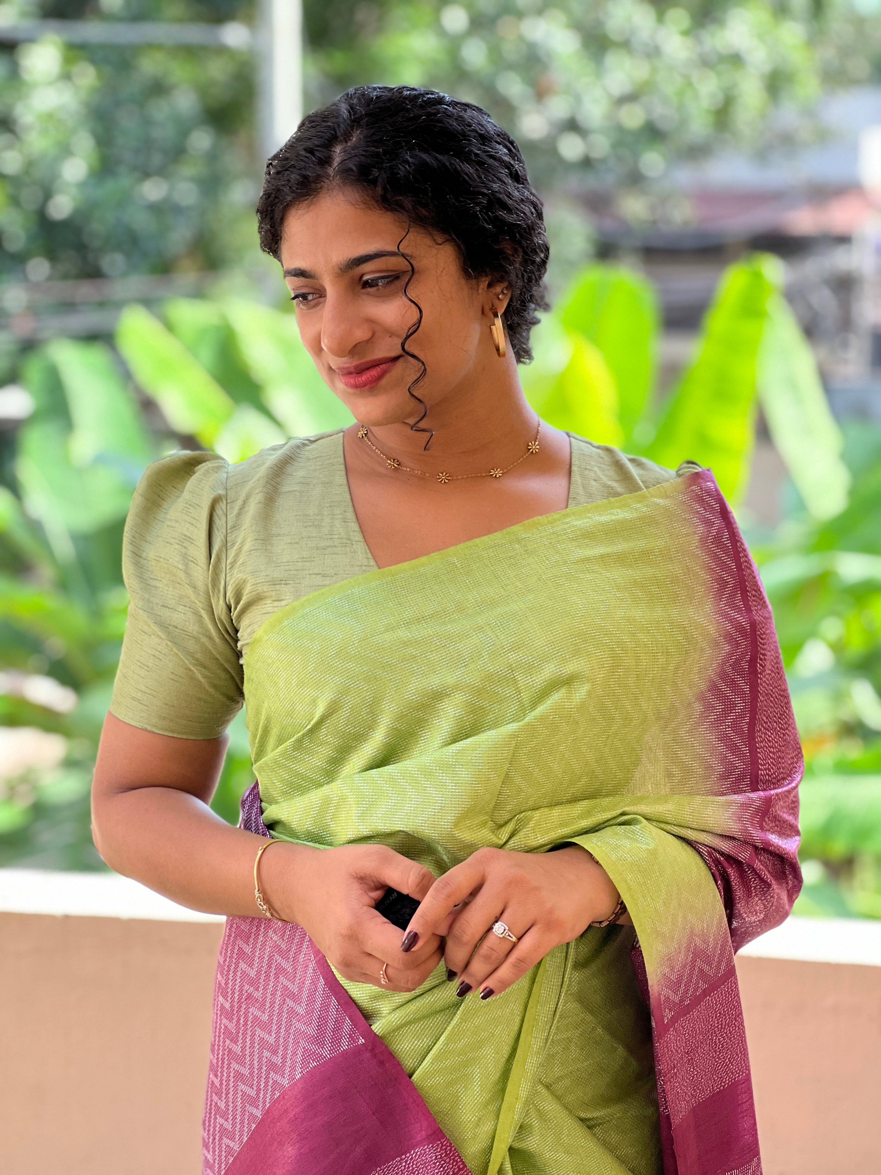 Kantha Weaving Bhagalpuri Linen Saree | NHH302