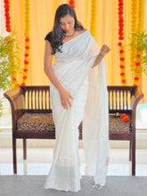Silver Zari Weaved Border Bagalpuri Linen Saree | NHH501