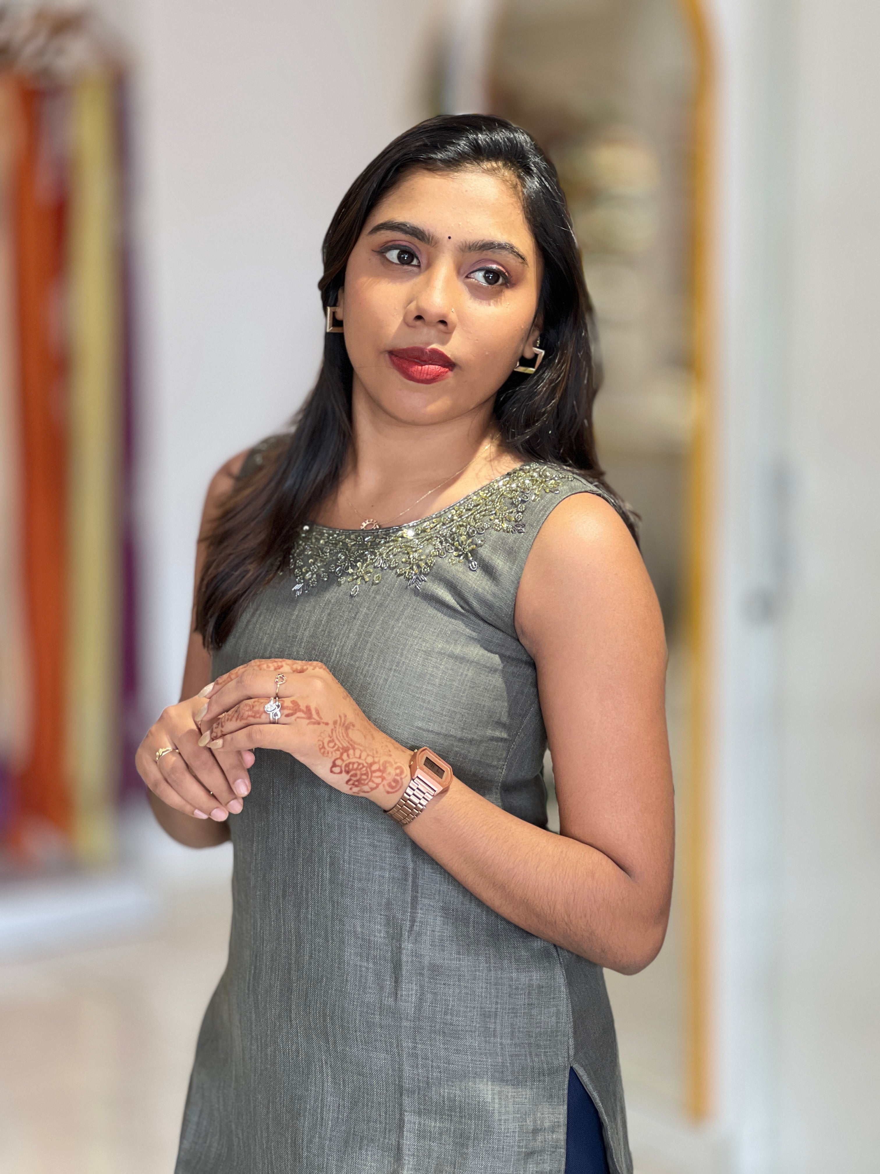 Handwork Detailed Linen Cotton Kurta | NAI200