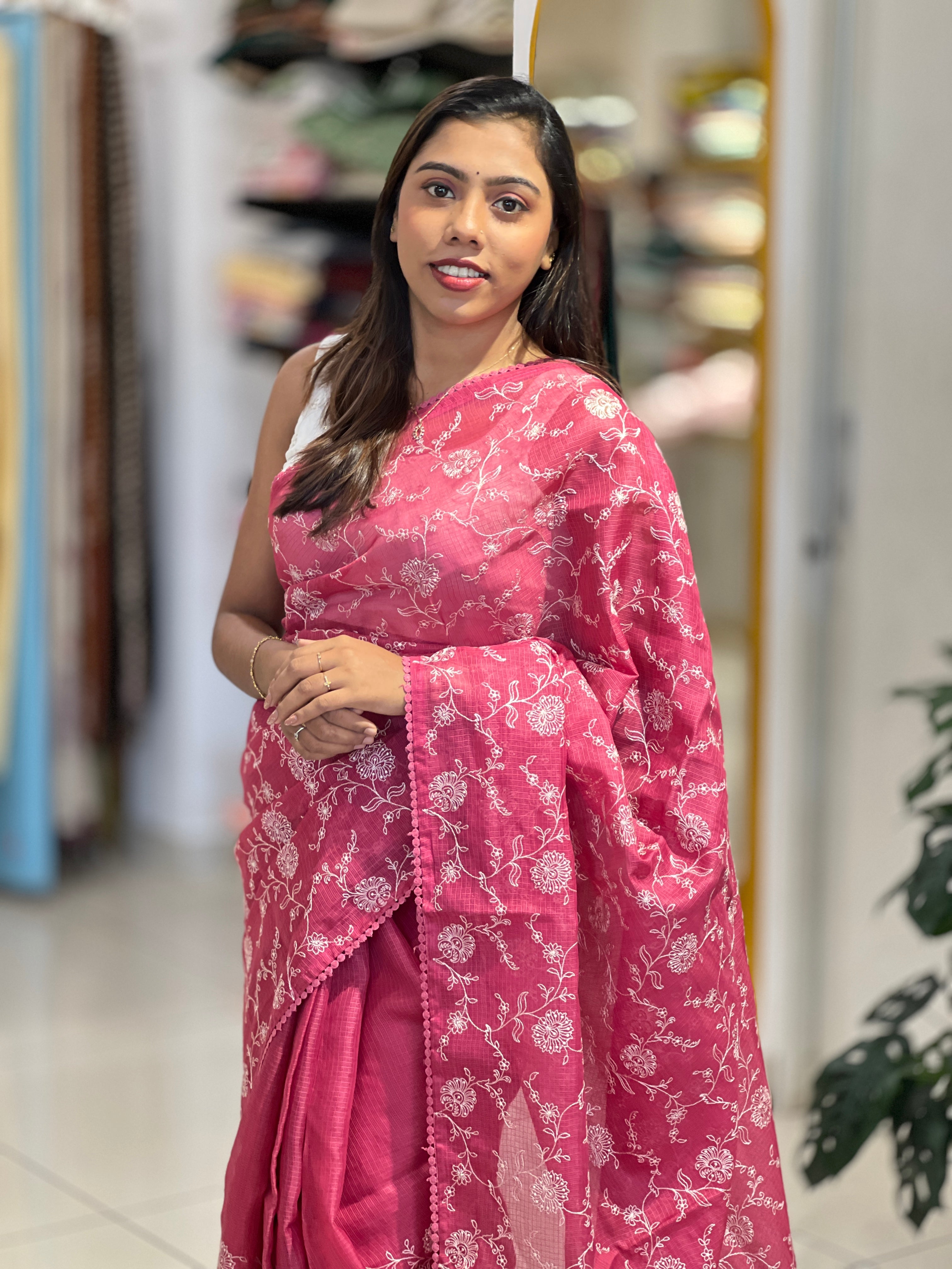 Floral Jaal Embroidery Detailed Kota Saree | BLD2071