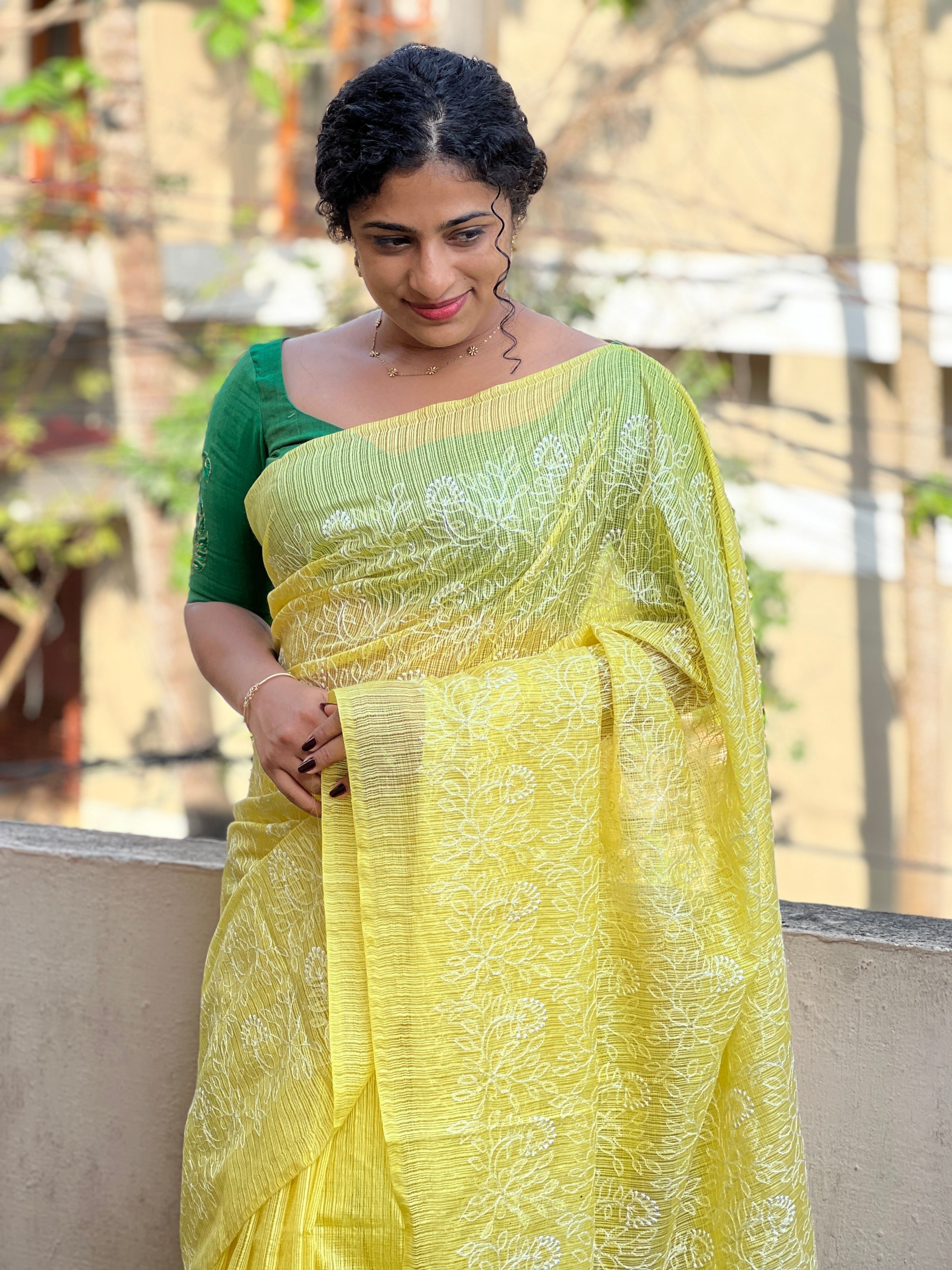 Floral Embroidery Silky Kota Saree | NHH309