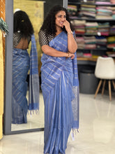 Stripe Weaved Bhagalpuri Linen Saree | SK301