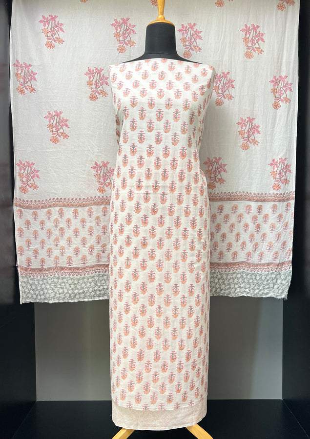 Floral Block Printed Cotton Salwar Set | JKL570