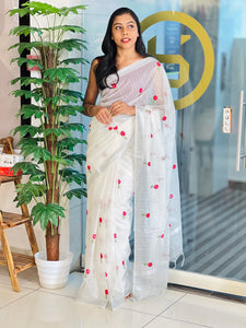 Floral Machine Embroidered Silky Kota Saree | NHH517