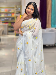 Floral Machine Embroidered Silky Kota Saree | NHH516